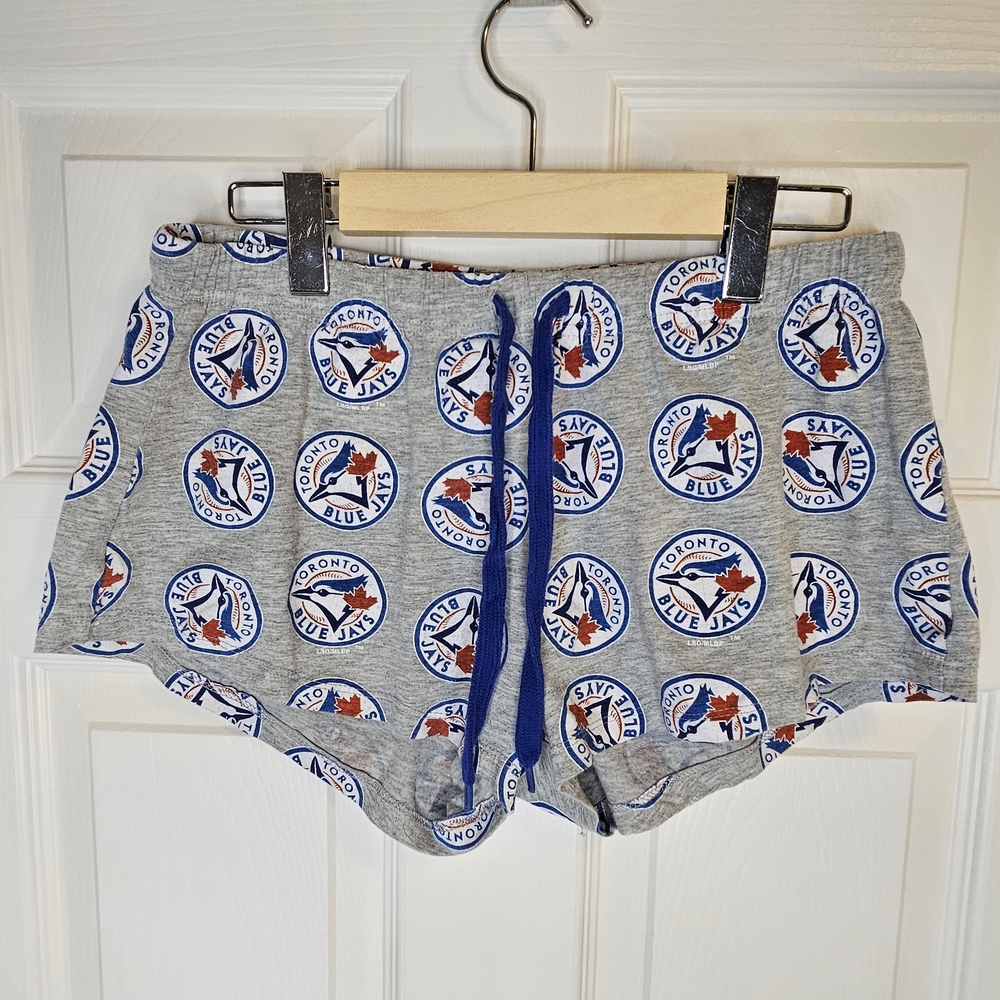 NWOT MLB Toronto Blue Jays Women's Logo Lounge Shorts Gray Blue White Size S